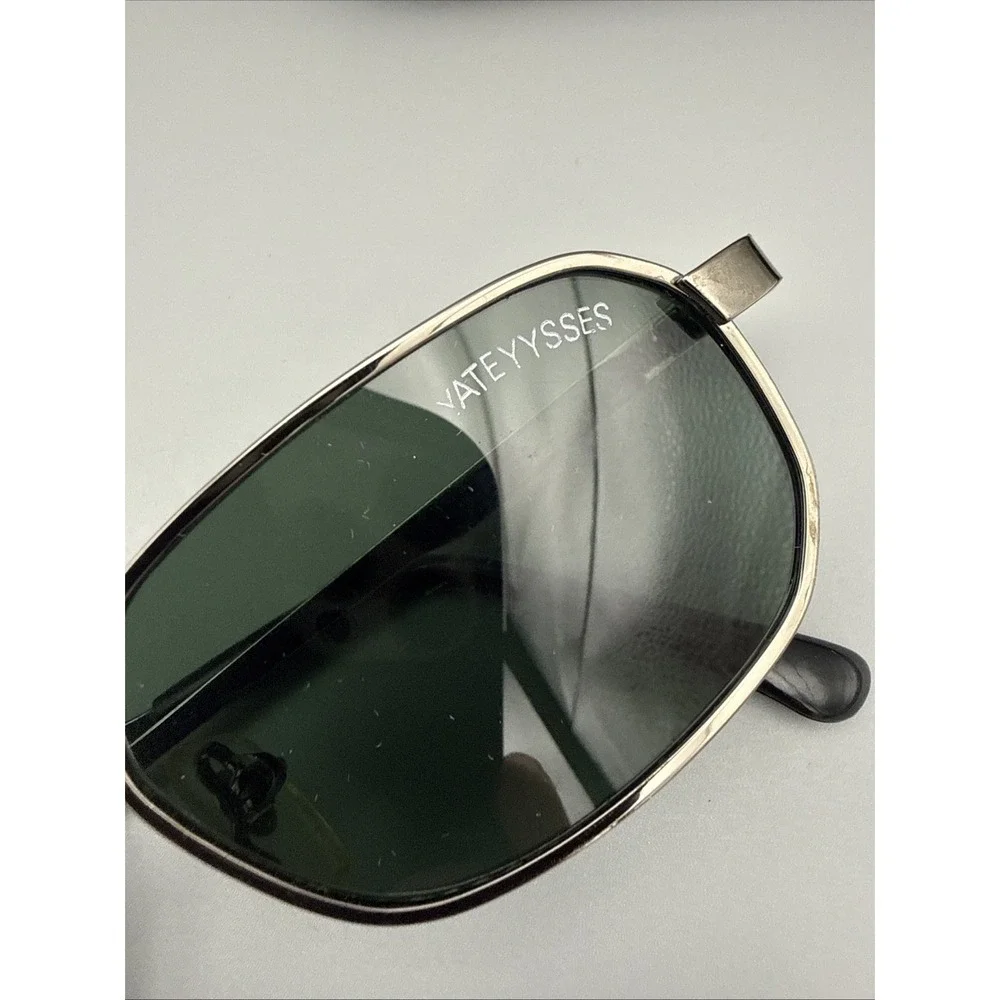 Vintage 90's Rectangle GunMetal Gray -Green YATEPAI Sunglasses YATE 8802 & Case